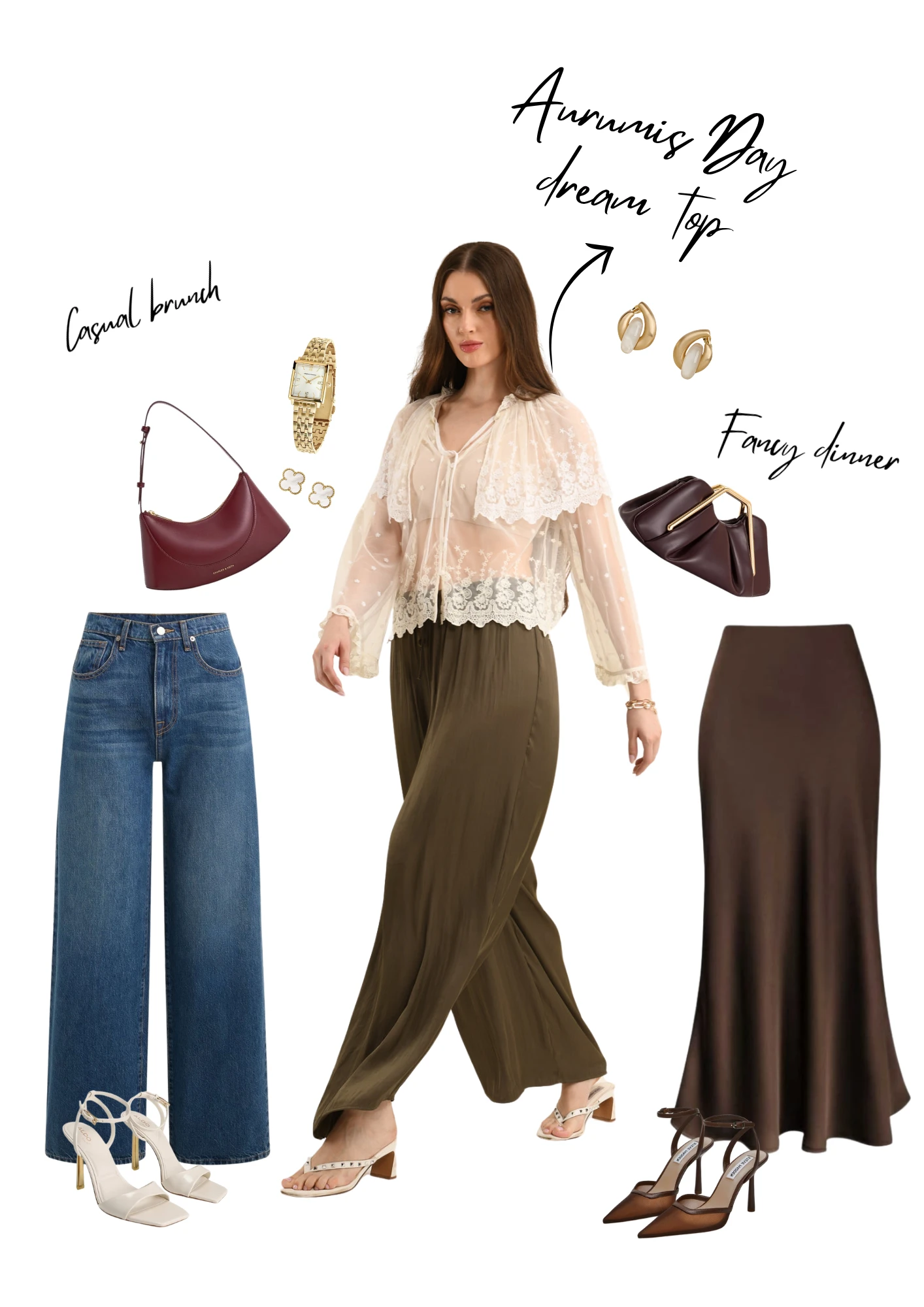 The Day Dream Top styled for casual brunch and fancy dinner