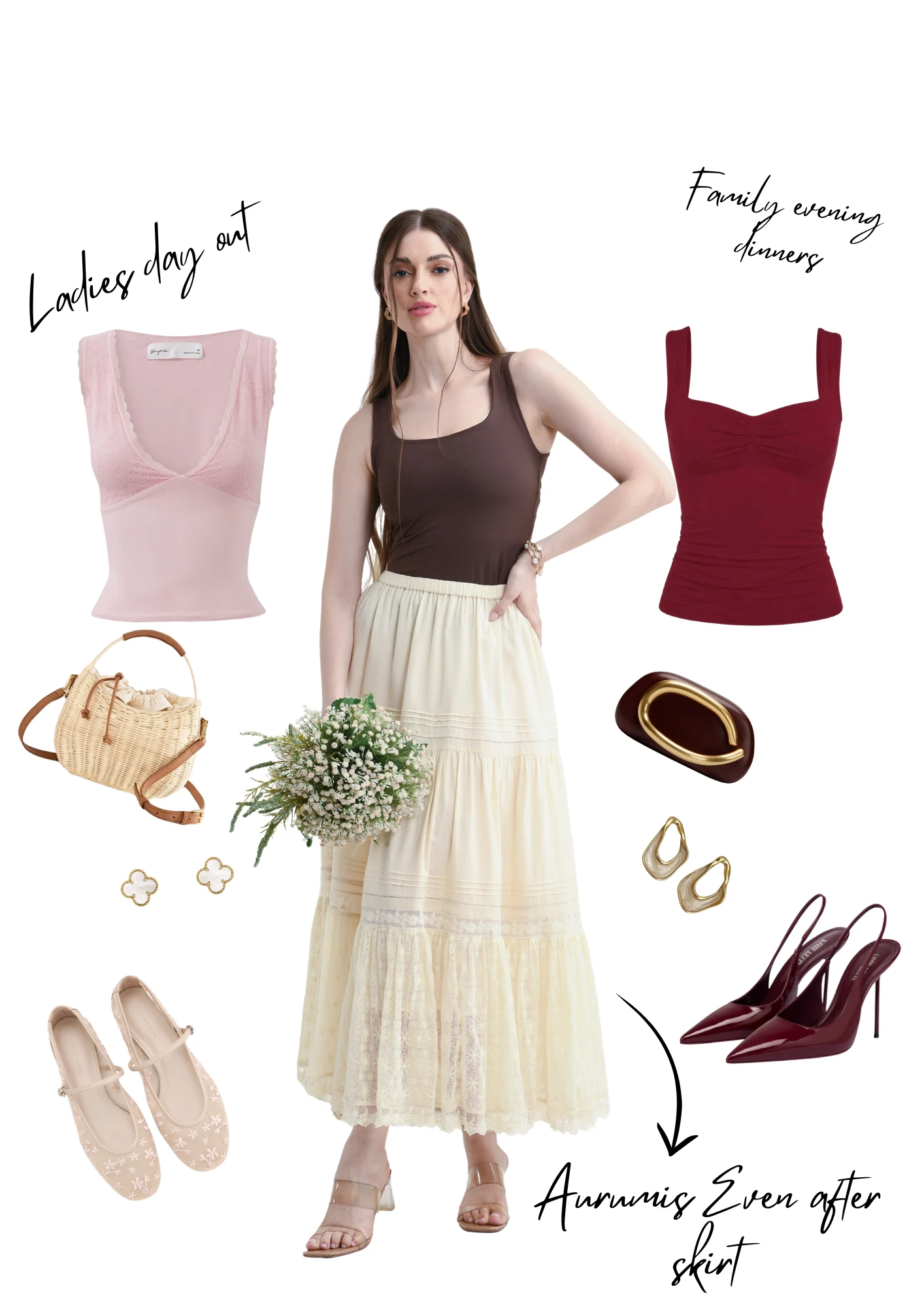 The Even After Skirt styled for ladies day out and family evening dinners